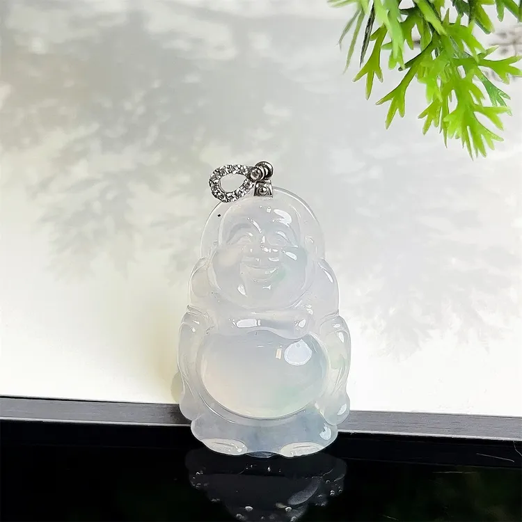 Colourful Yunnan/七彩云南天然翡翠金镶冰种白月光佛公挂件吊坠