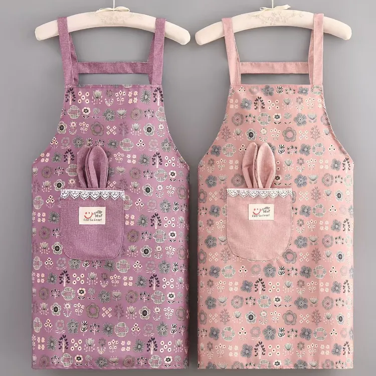 成人新款洋气薄款围裙防污家用厨房上班做饭专用帆布时尚透气围腰