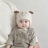 婴儿帽子秋冬季男女宝宝可爱针织婴幼儿冬季加厚毛线帽外出护耳帽