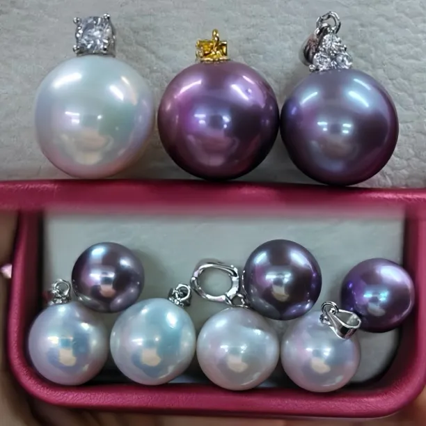 淡水珍珠吊坠简单瓜子头S925银O字链椭圆近圆水滴微微瑕珠强光