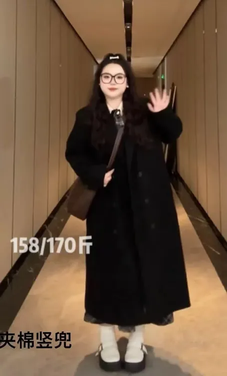 大码显瘦百搭毛呢大衣秋冬28607