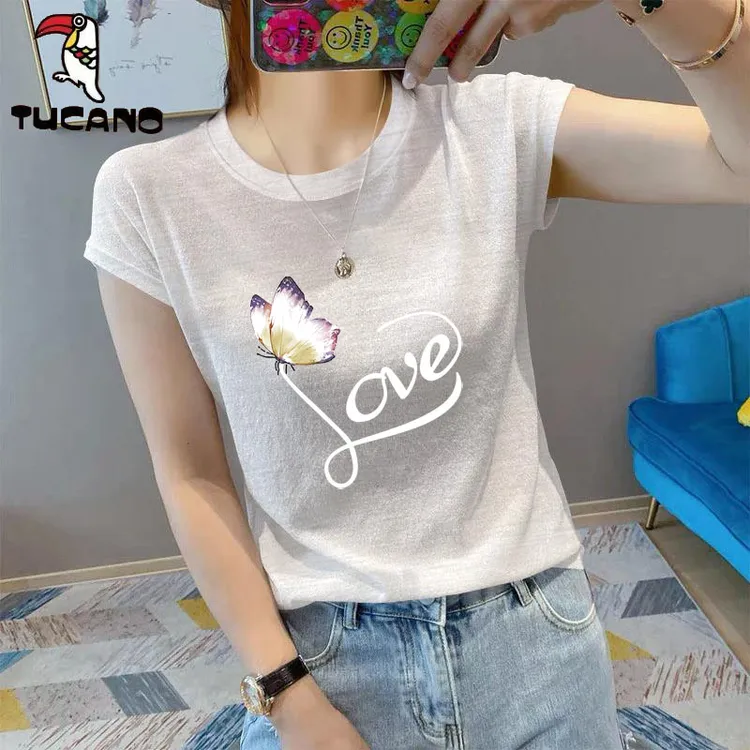 啄木鸟2025夏季雪花棉别致小众圆领T恤小众新款短袖大码减龄上衣