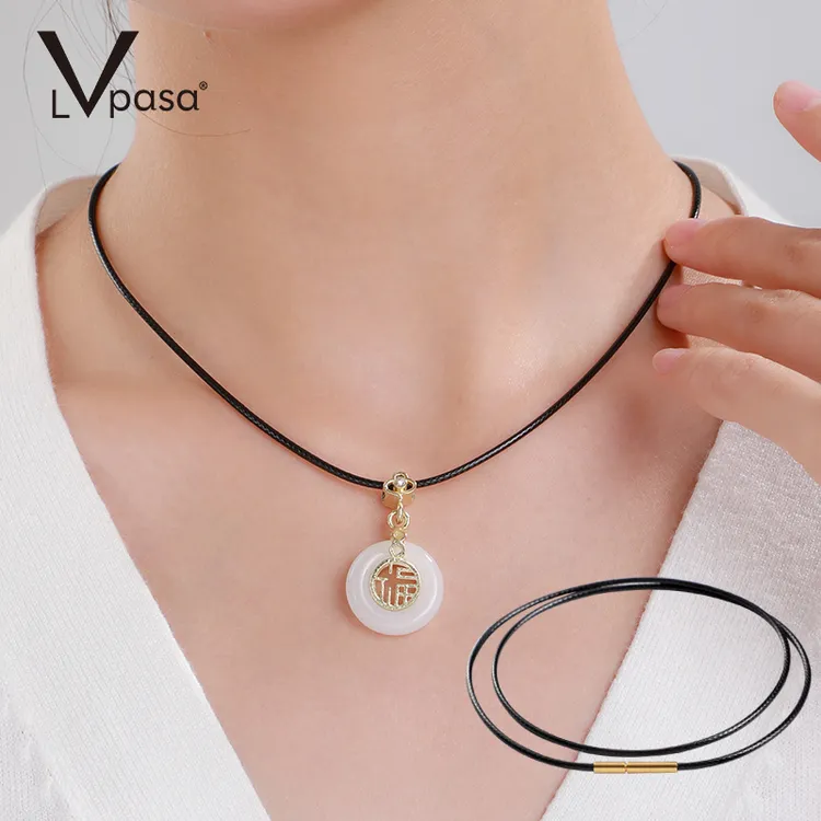 简约风皮绳吊坠挂绳男女款黄金玉佩挂件项链绳替换挂坠绳黑红蜡绳