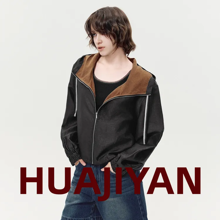 华吉言/HUAJIYAN【雾都】香云.纱立体连帽定制帽绳微廓短外套