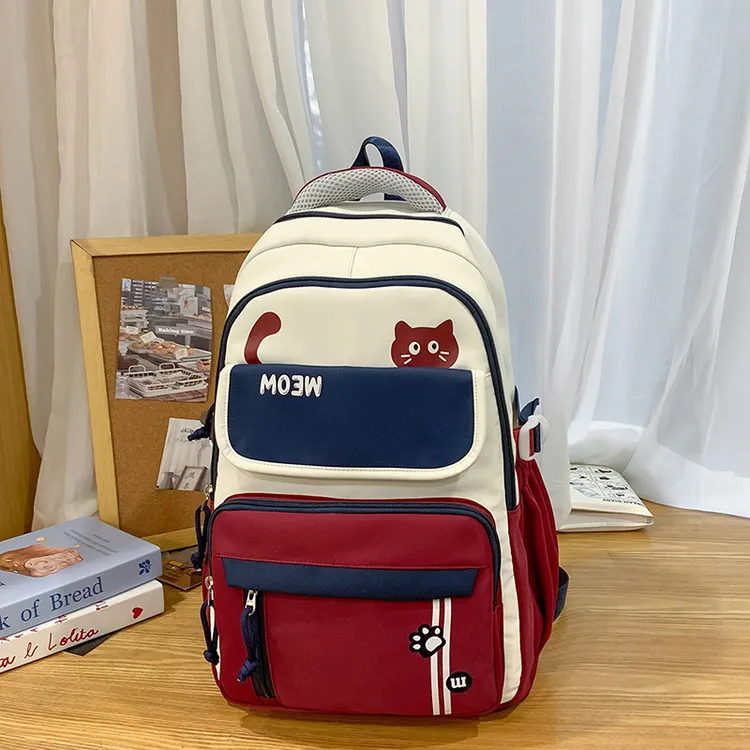 大容量工装风双肩包韩版ins学院风可爱男女初中生韩版大容量书包