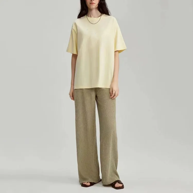 （褶皱感系带休闲裤）夏季新款时尚百搭松紧腰系带宽松百搭休闲裤Z