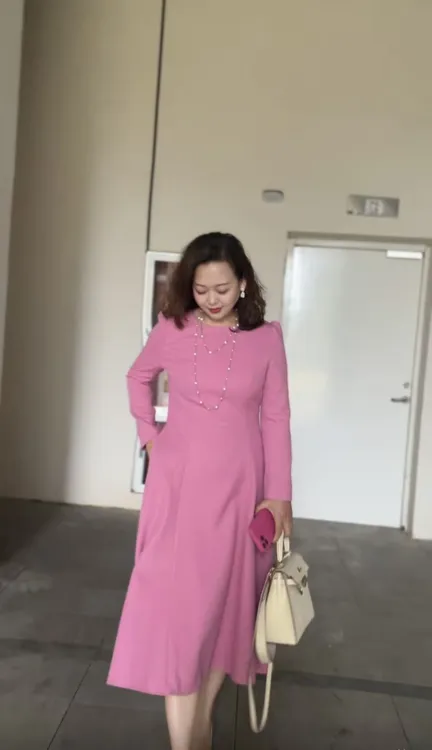 大尺码连衣裙拉链长袖通勤女装时尚中腰长裙职业修身显瘦YD22