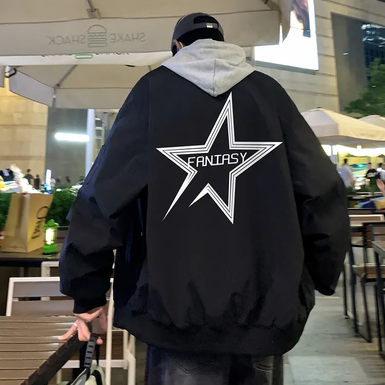 美式潮流棒球服外套男2025春秋季休闲加肥加大码宽松百搭飞行夹克