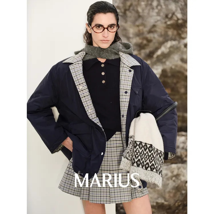 MARIUS |“暖暖格”轻盈保暖黑科技新雪丽宽松落肩两面穿棉服外套