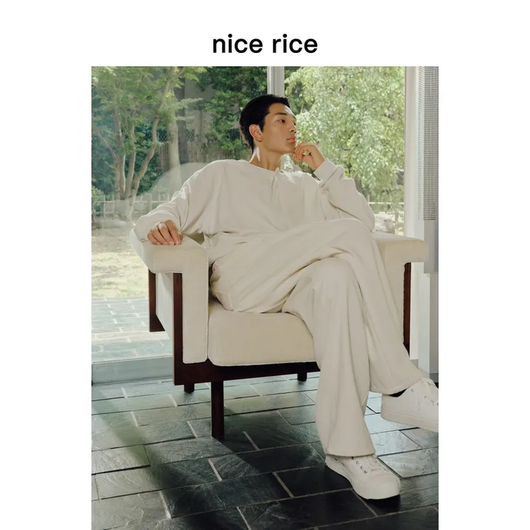 nice rice好饭 25秋季新品宽松肌理垂感直筒休闲长裤男款NHQ11049