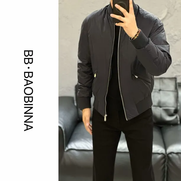小野· 男装 | 鹅绒系列‘男士高订拼皮棒球领羽绒服877808