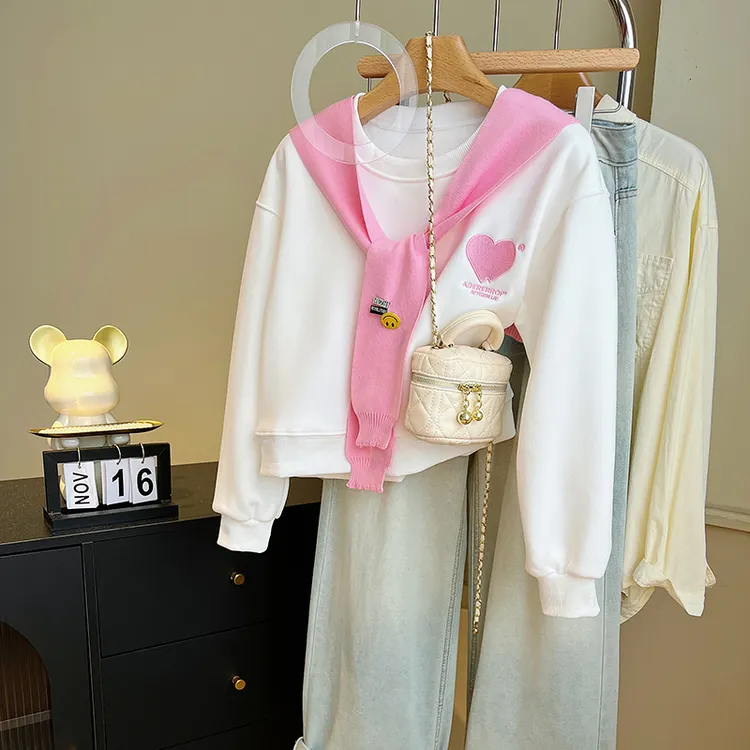 初中学生圆领爆款超好看上衣长袖时尚宽松遮肉休闲套头衫情侣卫衣