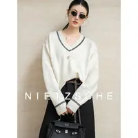 尼采 官方直营｜条纹小香｜羊绒x高支澳羊毛撞色描边设计毛衣83089