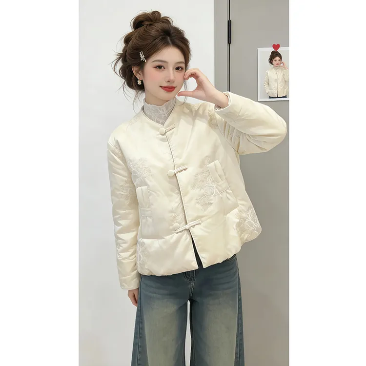 流行国风温柔款中式保暖棉服女款2026冬季爆款时髦日常松弛感优雅