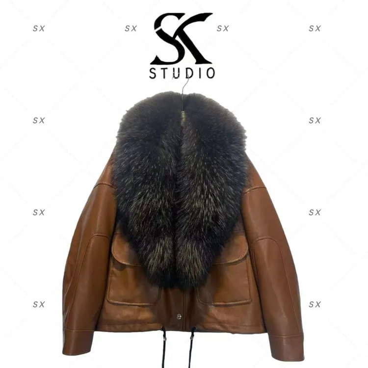 8723轻奢女款时尚上衣（貉子毛领）SXZY-2502