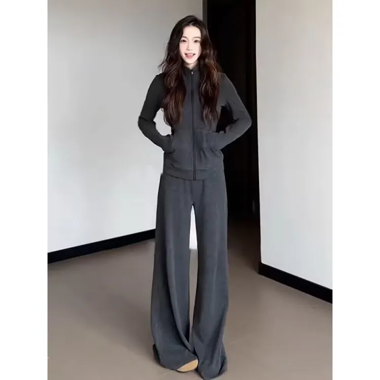 秋季运动套装女2025新款韩系巨好看的早秋装一整套卫衣老钱风套装