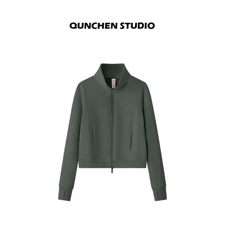 2025新款老钱风简约短款气质女装休闲高级感盐系高级秋季立领外套