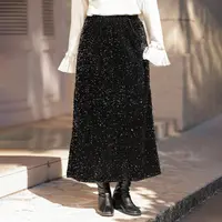 MsShe大码女装2025新款秋装优雅气质绣珠片丝绒半身裙J~MH511065