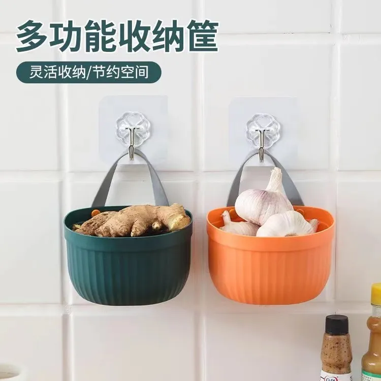 新疆包邮哥厨房葱姜蒜收纳筐置物架浴室吊篮卫生间床边挂式收纳篮