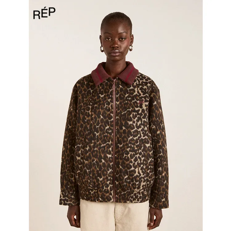 REP-DAMSON MADDER设计师品牌翻领豹纹拉链夹克 25FW秋冬新款