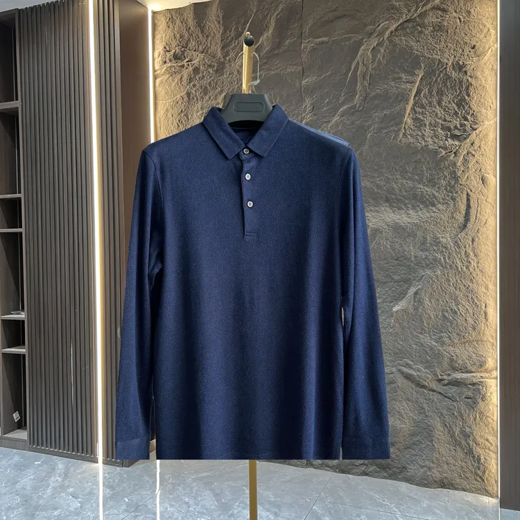 杉-凯莱LU喜101144男春秋商务休闲桑蚕丝羊绒长袖POLO衫