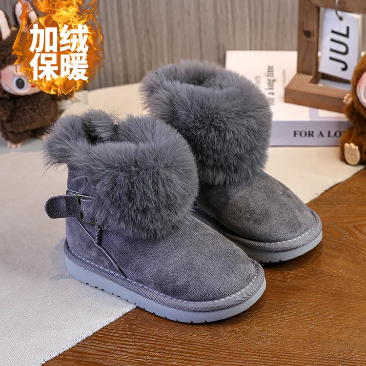 儿童雪地靴男童鞋宝宝棉靴冬季新款小童鞋子女童棉鞋加绒保暖靴子