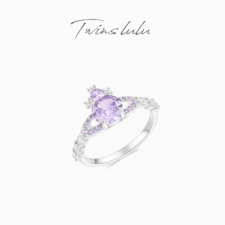 TWINS LULU 【紫星迹】秋上新设计感ins小饰品圆形戒指TSS6818