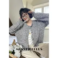 MoNvKiKiPlus2「发梢雨」大码微胖小香风彩纱加厚毛衣开衫#B223