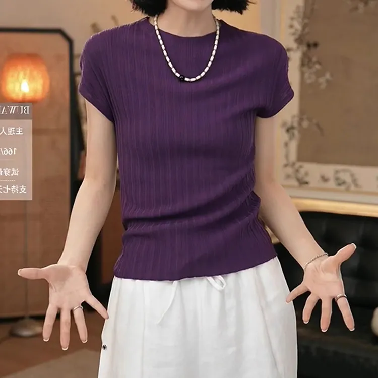 法式独特漂亮肌理感短袖T恤女2025夏季新款洋气百搭显瘦针织上衣