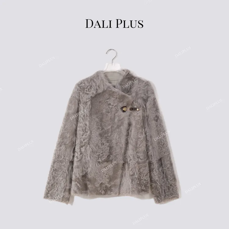 DALI PLUS“银灰小湖羊‘’两面穿 皮毛一体奢品皮草外套-D5CH5124