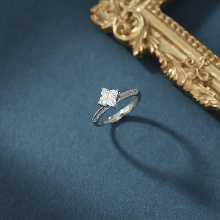 925银戒指 S925银镶嵌莫桑百合草花戒指-5×5mm-V70187-Y（商城）