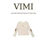VIMI·圆领修身型长袖拼接假两件休闲百搭女T恤NS17020