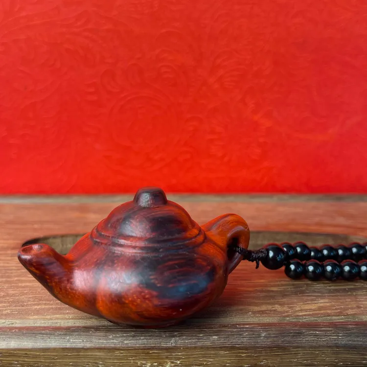 紫檀木雕刻把把壶 雕刻手把件 木作工艺品