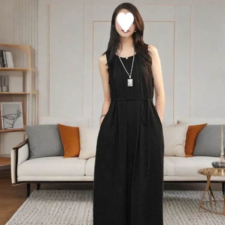 2025春季新款法式连衣裙A字长裙时尚宽松法式垂感小个子款长110