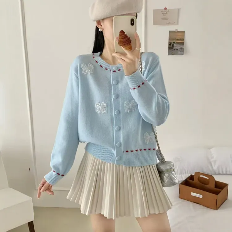 女童开衫外套春秋款2025新款大童针织衫洋气初中生秋季甜美上衣潮