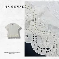 MAGENAE【冰玉】2025新中式国风透气舒适镂空设计女式上衣衬衫SR219