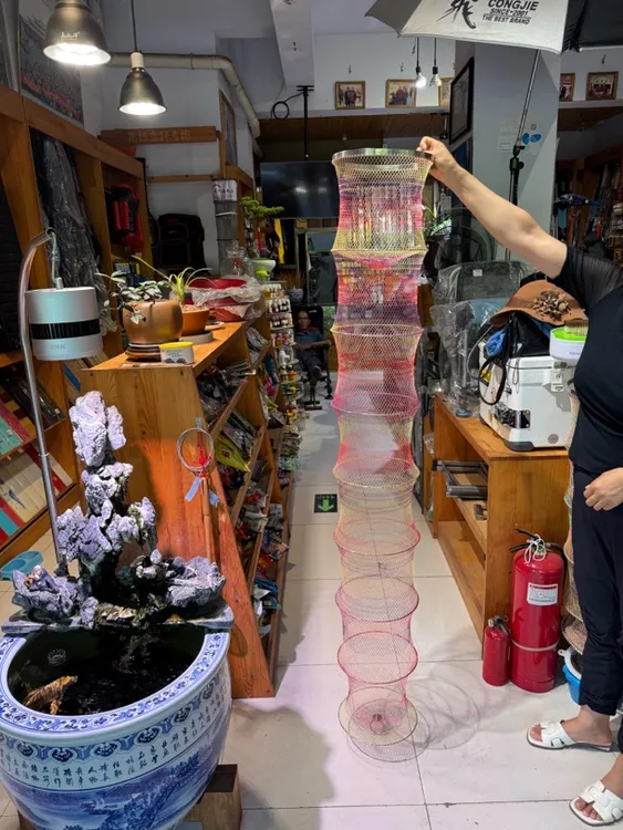 25直径1.6米高小孔十六编PE线304不锈钢圈口纯手工编织台钓鱼护