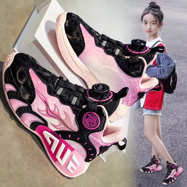 阿童木女童鞋子秋冬新款儿童运动鞋女孩皮面防滑中大童篮球鞋跑步