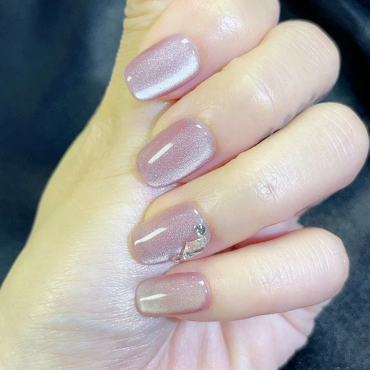 【冰透香芋】手工定制美甲猫眼嵌宝石手工穿戴甲美甲穿戴甲片高级感