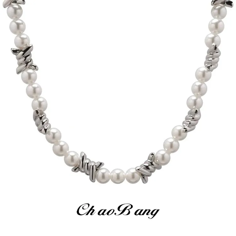 钛钢项链 美式项链男ins嘻哈拼接荆棘项链欧美轻奢锁骨链百搭饰品