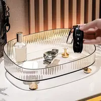 轻奢PET收纳盘洗手台整理盒 卫生间香薰化妆品香水置物架颜色随机