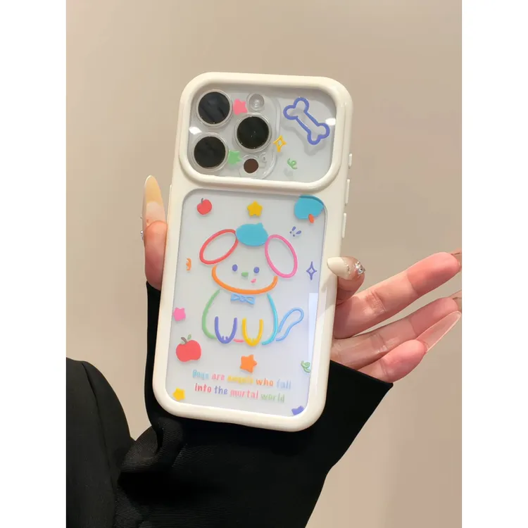 彩色线条小狗适用苹果17PM星空壳16p大视窗14/13透明15手机壳爆款