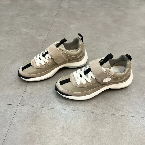 H家精致运动鞋女5cm增高系带魔术贴户外休闲鞋牛皮➕羊皮老爹鞋