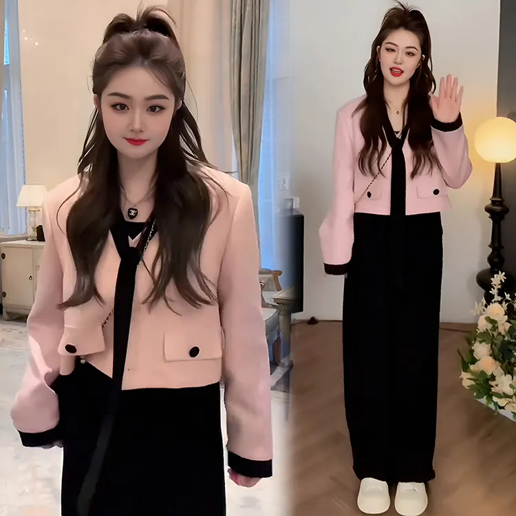 时尚套装女2025年春秋新款胖mm显瘦小香风外套百搭休闲长裤两件套