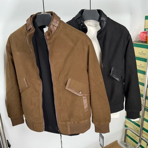 【Aysa男装】夹克橡筋下摆男款时尚韩版秋冬纯色男装男拉链免烫