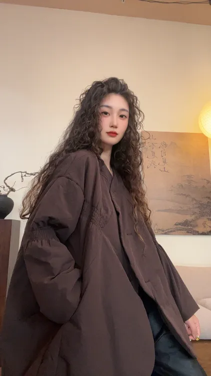 museguhui/木色古汇5396#设计款纯色单排扣宽松百搭厚款短裤棉服