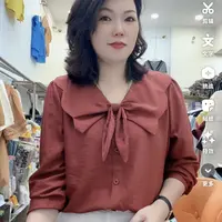 （芬芬家）新款时尚早秋洋气蝴蝶结长袖衬衫25147