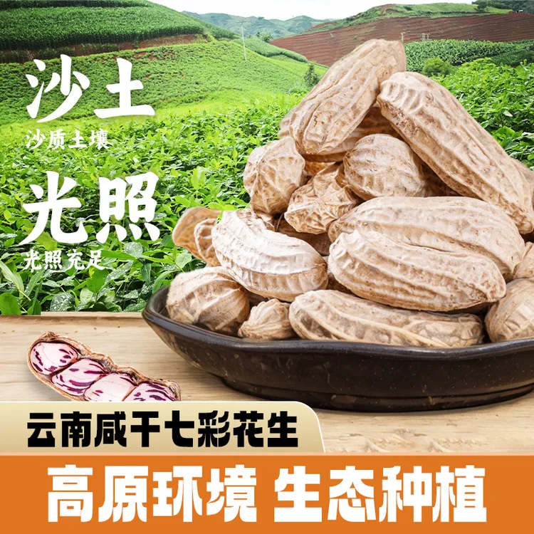 烤干水煮咸香七彩带壳花生云南特色彩色花生休闲零嘴办公小零食