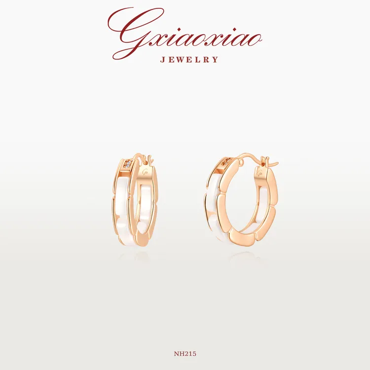 G XIAOXIAO陶瓷耳饰 【金梦环萤】法式气质高级百搭陶瓷耳环 NH215