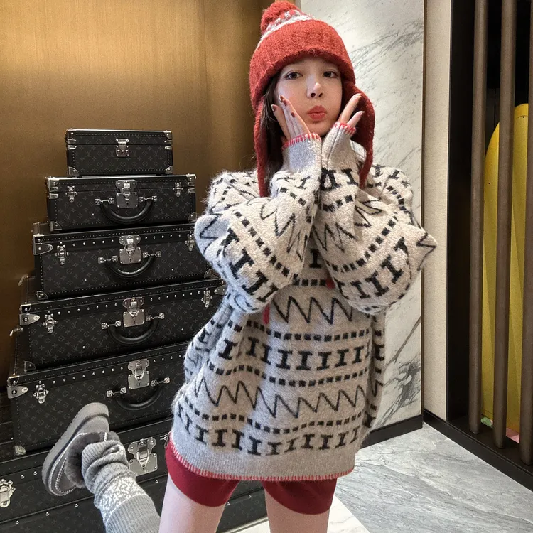 BETTER JOELAY-【几何毛衫】羊毛套头毛衣气质百搭洋气韩版LL6331